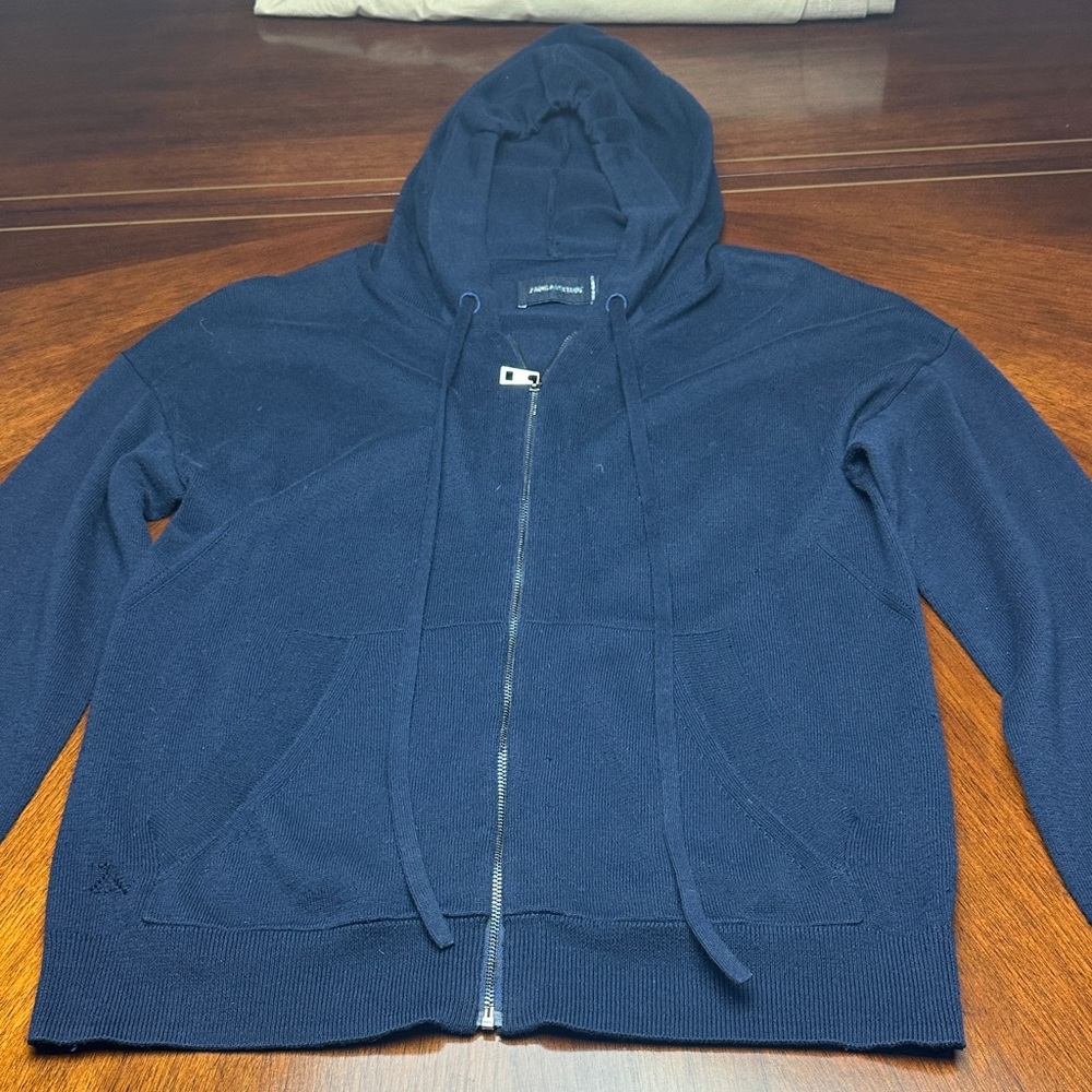 Zadig & Voltaire Navy Zip Hoodie Cardigan Crystal Skull Navy Blue, oversized XS - Picture 2 of 13